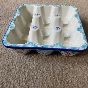 Hand painted ceramic egg crate